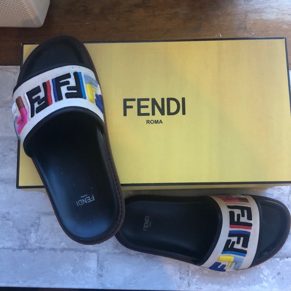 fendi slides multicolor